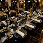 350 Pieces Black and Gold Plastic Plates - Image 2