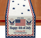 Patriotic Table Runner Decor, 250th Anniversary 4th of July American Flag by JVUZIQ