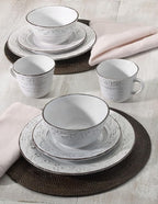 Pfaltzgraff Trellis White 16-Piece Stoneware Dinnerware Set, Service - Image 7