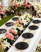 YOUBET 60PCS Black Scalloped Plastic Plates - Image 9