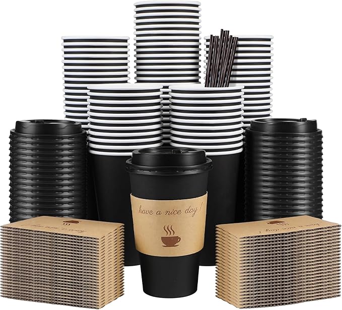 Clawsoff 100 Pack 16 oz Disposable Paper Coffee Cups by BuyNow