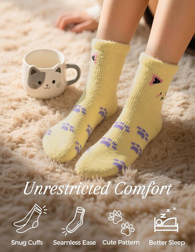 TEHOOK Warm & Cozy Gifts for Women, Stocking Stuufers, Fluffy Fuzzy Plush Sleeping Slipper Socks - Soft Warm Fabric