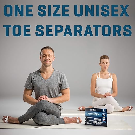 Ballotte Toe Separators, Silicone Toe Spacers for Bunions and Overlapping Hammer Toes, Athletic Tootsie Spacers for Running and Yoga, Foot Finger Splitters for Men & Women (Toe Seperators (White 6-Pack))