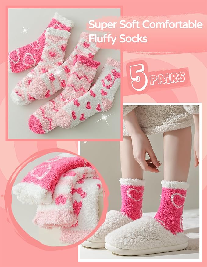 TEHOOK Warm & Cozy Gifts for Women, Stocking Stuufers, Fluffy Fuzzy Plush Sleeping Slipper Socks - Soft Warm Fabric