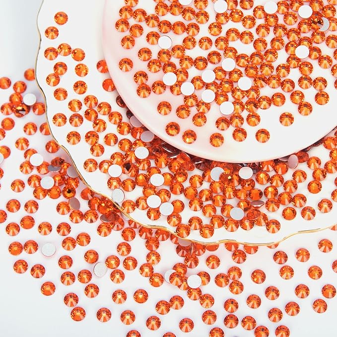 10000PCS Orange Rhinestones Bulk, Flat Back Crystal Glass Stone Round Gems,SS20, 4.6-4.8mm