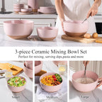 AmorArc Ceramic Mixing Bowls, Stoneware Nesting Bowls Set of 3 - Image 4