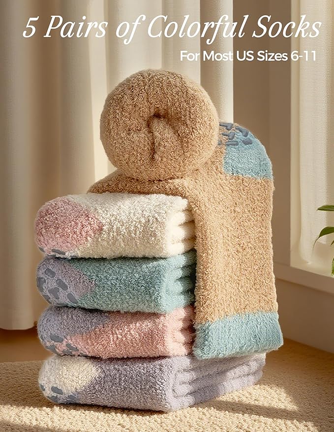 TEHOOK Warm & Cozy Gifts for Women, Stocking Stuufers, Fluffy Fuzzy Plush Sleeping Slipper Socks - Soft Warm Fabric