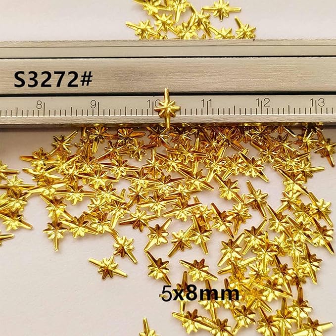 1000Pcs Mini Star Nail Art Charms Cute 3D Alloy Gold Star Nail Charms Metallic Retro Gold Cross Stars Nail Gems Nail Jewelry Nail Diamonds for Women Girls Acrylic Nails DIY Nail Art Decor
