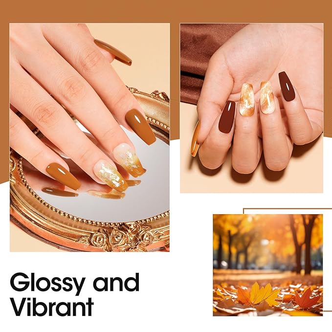 Gellen Gel Nail Polish Fall Winter Pumpkin Gel Polish Autumn Dark Orange Soak off UV LED Nail Lamp Nail Polish Home Salon Nail Art DIY Manicure Gift for Halloween Christmas, 0.61 Fl Oz