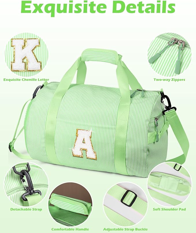 13th Birthday Gifts for Girls, Girls Travel Duffle Bag, Kids Initial Overnight Bags with Shoe Compartment, Personalized Weekend Bag with Makeup Pouch, Cute Stuff for Daughter (Letter J)