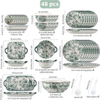 Ceramic Dinnerware Set, Floral Plates and Bowls Sets, Microwave & Dishwasher - Image 3
