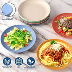 HOTEC 8-Pack 9inch BPA Free Unbreakable Deep Dinner Plates, Wheat Straw Plastic - Image 3