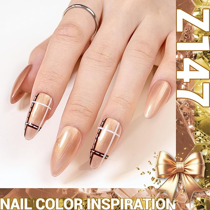 MelodySusie Champagne Shimmer Gel Nail Polish,0.5fl oz Soak Off UV LED Gold Shimmer Mermaid Glitter Drawing Gel Polish Gift for Women Nail Art Manicure Salon DIY Nail Design Decoration at Home-z147