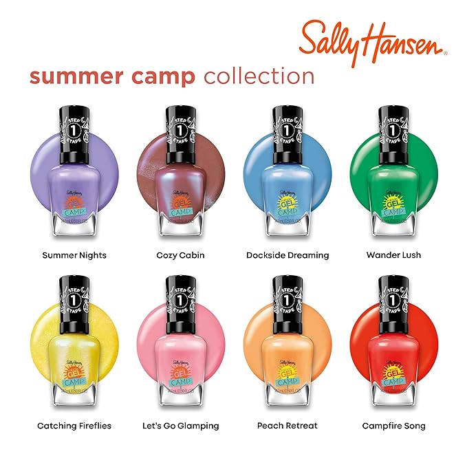 Sally Hansen Miracle Gel Salon Quality Nail Polish | Gel-Like Formula, Two-Step System, No UV Light Needed, Long Lasting | Opaque, Shimmery | 898 Catching Fireflies | Bright Yellow Nail Color