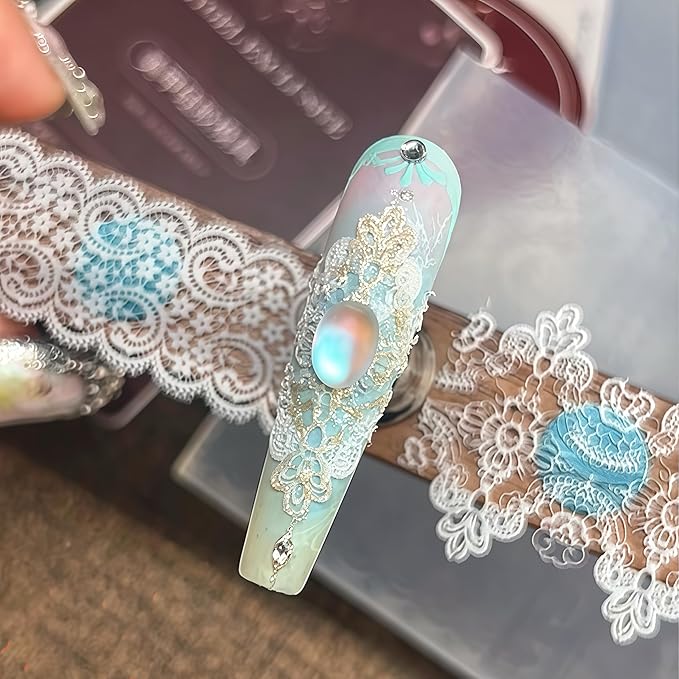 3D Lace Nail Art Molds Design, Silicone Nails Tool Y2k Decoration