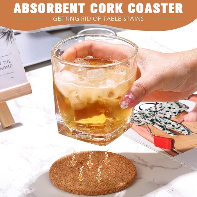 Lallisa 50 Pcs Cork Coasters for Drinks, Thick Absorbent Cork Coasters Bulk - Image 4