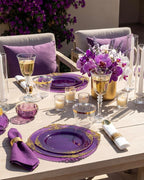 Nervure 350Pcs Purple Plastic Plates, Plastic Dinnerware Set - Image 4