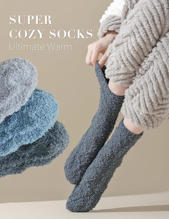 TEHOOK Warm & Cozy Gifts for Women, Stocking Stuufers, Fluffy Fuzzy Plush Sleeping Slipper Socks - Soft Warm Fabric