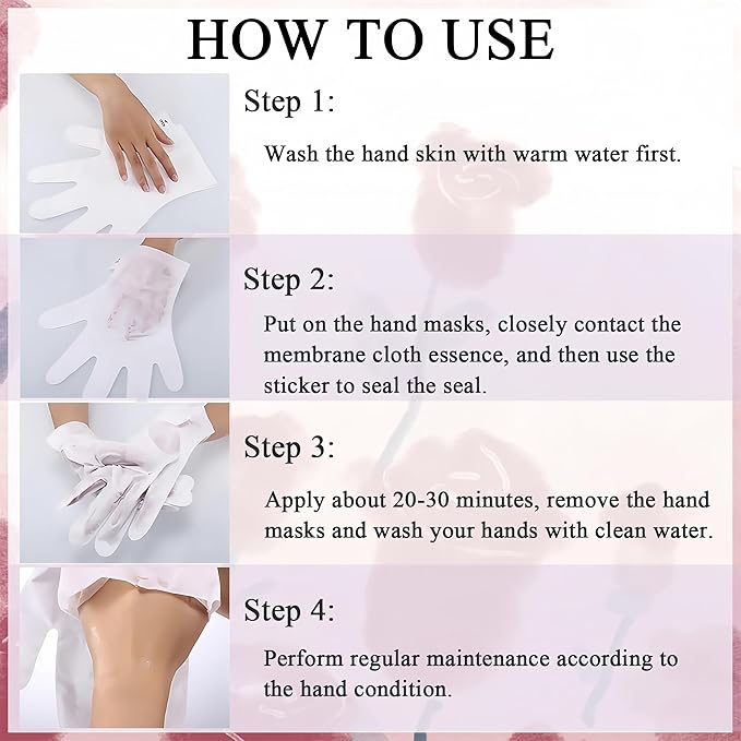 Roses & Milk Hand Repair Gloves, 5 Pairs Hydrating Hand Masks for Dry Cracked Hands, Moisturizing & Softening Gloves for Women & Men, Nourishing Hand Spa Treatment
