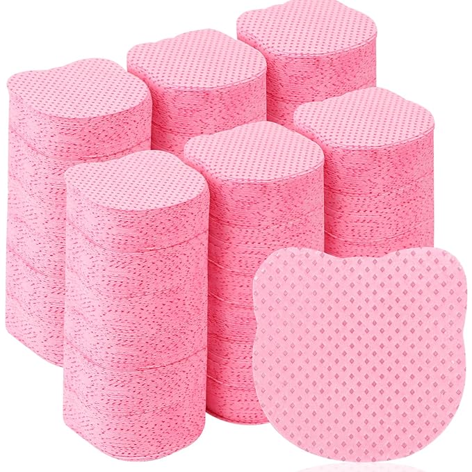 Lint Free Nail Wipes 1200PCS Cute Bear Head Shape Non-Woven Nail Polish Remover Wipes No Lint Cleaning Wipes Pink Soft Nail Wipes Nail Stuff Dry Pads For Nail Art & Eyelash Extension
