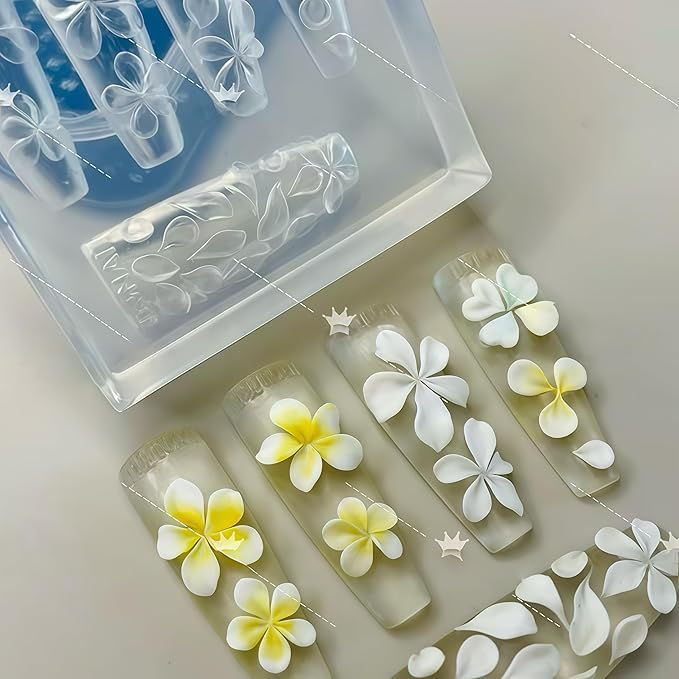 2 Pcs Flower Silicone Nail Art Molds for Women Resin Nail Design