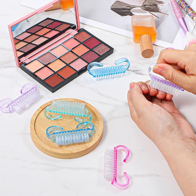 400pcs Handle Grip Nail Brush Bulk,Multicolor Nail Scrubber Brush Nail Cleaning Brush for Toes and Nails Pedicure Scrubbing Tool for Men and Women
