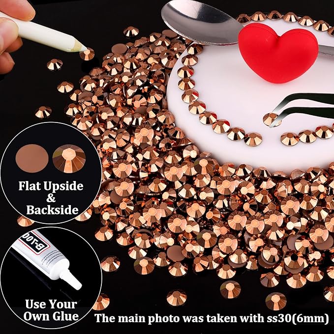 2000pcs 6mm Resin Rhinestones Bulk, Champagne Flatback Round Jelly Rhinestones Non Hotfix Crystal Gems Large Quantity Wholesale for DIY Crafts Clothes Face Makeup Manicure