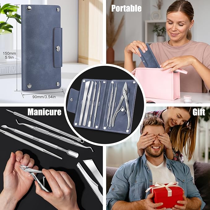 7-Piece Ingrown Toenail Treatment Set, Professional Stainless Steel Ingrown Toenail Removal Kit, Calloused Feet Remover Tool, Manicure Treatment Pedicure Tools for Feet (Under-Nail Clean + Foot Care)