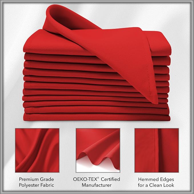 Lann's Linens Set of 12 Cloth Dinner Napkins, 17-inch Polyester Napkins - Image 3
