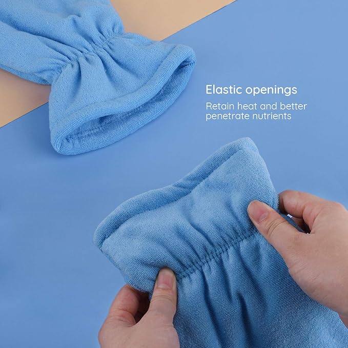 Segbeauty 4pcs Paraffin Wax Gloves, Thick Paraffin Heated Hand SPA Mittens, Gloves for Hot Wax Hand thera-py Bath Paraffin Thermal treat-ment SPA Wax Warmer Paraffin Wax Machine Blue