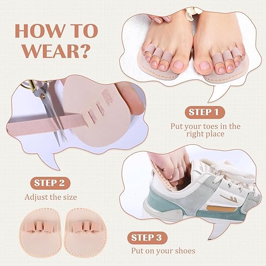 BBTO 2 Pieces Toe Splint Hammer Toe Straightener Hammer Toe Corrector with 3 Holes Toe Hammer Toe Support for Women Men Toes Claw Toes Metatarsal Support Corrector Wrap
