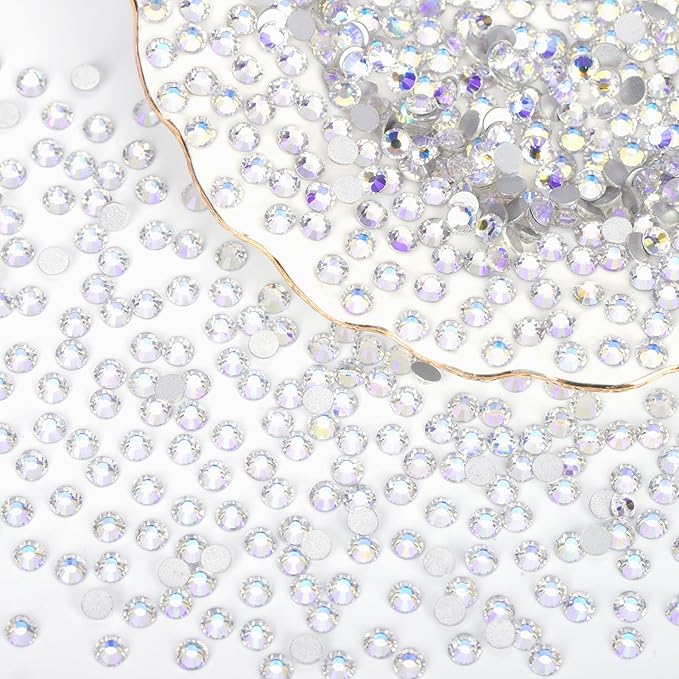10000PCS Moonlight Rhinestones Bulk, Flat Back Crystal Glass Stone Round Gems,SS10, 2.7-2.9mm
