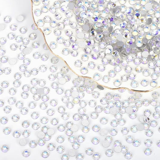 10000PCS Moonlight Rhinestones Bulk, Flat Back Crystal Glass Stone Round Gems,SS10, 2.7-2.9mm