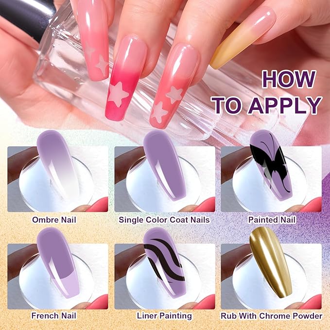 Gradient Painting Gel, 4 Bright Colors Ombre Gel Nail Polish Spring Summer Light Blue Green Sponging for Pigment Pat Aura Nails French Manicure Soak Off UV DIY Nail Art Ice Cream Dream Set