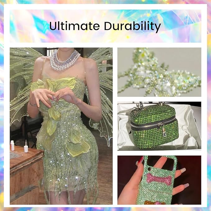 Novani Rhinestones 3000Pcs Flatback Crystal Round Loose Gemstones Glass Rhinestones for Crafts Makeup Nail Art Clothes Shoes DIY Decorations(SS10, 2.7-2.9mm,Light Green AB)