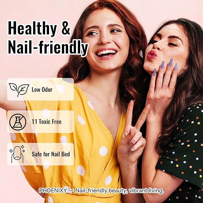 phoenixy Gel Nail Polish Kit with U V Light 64 Pcs Gel Nail Set 45 Rainbow Colors Nail Polish Set Base Coat & 4 Effects Top Coat Manicure Tools Complete Nail Kit Gifts for Women Girls