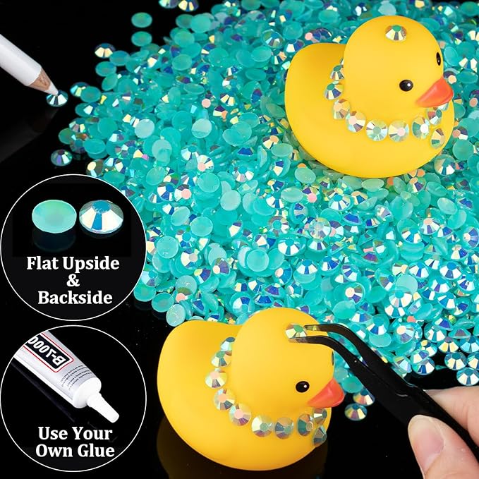 2000pcs 6mm Resin Rhinestones Bulk, Lake Blue AB Flatback Round Jelly Rhinestones Bedazzling Non Hotfix Crystal Gems Large Quantity Wholesale for DIY Crafts Clothes Tumblers Face Makeup Manicure