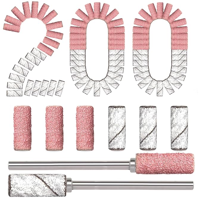 200 Pcs Nail Sanding Bands, 150 Grit Small Sanding Bands for Nail Drill, A Mixed Pack of Mini Sanding Band for Nails Tech and Professional Acrylic Gel Manicures (150#Pink+150# Pink)
