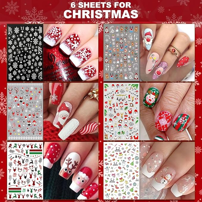 30 Sheets All Holiday Nail Art Stickers, Variety Pack Seasonal Nail Decals for All Year, Self-Adhesive Pegatinas Uñas St. Patrick's Independence Day Halloween Fall Christmas Heart Design
