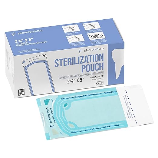 1000 2.25 x 4 Inch Self Sterilization Autoclave Pouches for Cleaning Tools, Sterilizer Bags for Dental Offices, Pouch for Dentist Tools, 5 Boxes of 200
