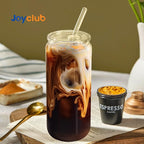 Joyclub 2pcs Glass Cups with Acrylic Lids and Straws 20 oz Drinking Glasses | - Image 2