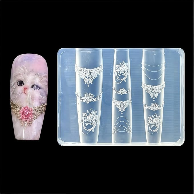 3D Lace Flowers Nail Art Molds Design, Y2k Decoration