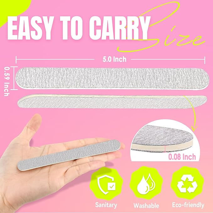 Disposable Zebra Nail Files 80/80 Grit 5 Inch Double Sided Emery Boards for Acrylic Nails Toenails Professional Manicure Pedicure Tools 50Pcs (Pack of 2)