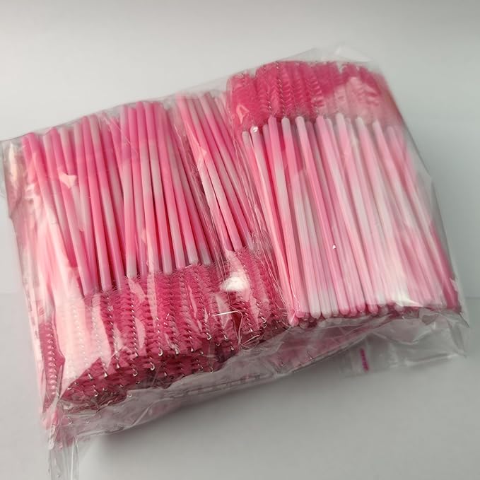 500 Pieces Eyelashes/Eyebrows Brushes, 10CM Lash Removal Cleaning Tools, Gradient Handle, Makeup Tools Mascara Wands(Simple Packaging)-(Gradient Pink)