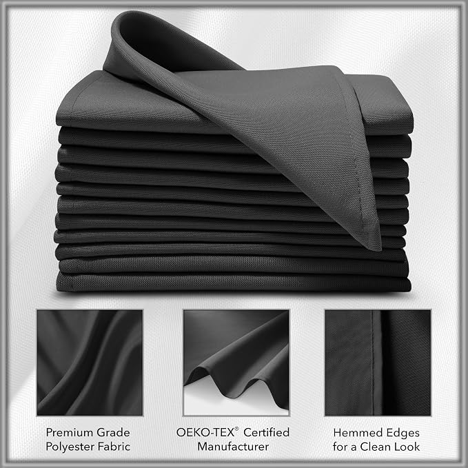 Lann's Linens Set of 12 Cloth Dinner Napkins, 17-inch Polyester Napkins - Image 3