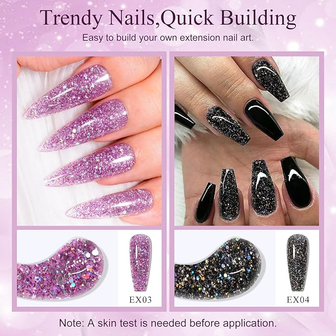 MEET ACROSS Poly Nail Gel 10Pcs Nail Extension Gel Set and Nail Extension Starter Kit for Beginners Nail Art DIY Home Gifts for Women (SET-7, 10pcs)