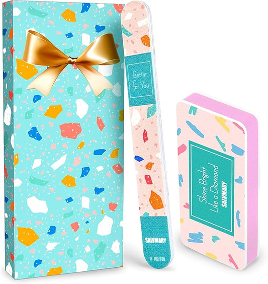 Nail File and Buffer Set - Gifts for Women - Ultimate Shine Nail Buffing Block Shiner Polisher with Professional 100/180 Grit Nail Files Emery Boards Manicure Tools for Natural Acrylic Nails