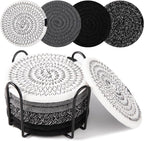 OIAHOMY 8 Pcs Coasters with Holder by MasterofSpaceOptimization