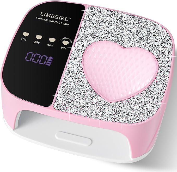 LimeGirl UV LED Nail Lamp Kit for Gel Polish Professional Fast Curing Pink Dryer Light Set with 4 Timer Settings Cordless Rechargeable Nail Art Cure Machine for Manicure Pedicure at Home and Salon