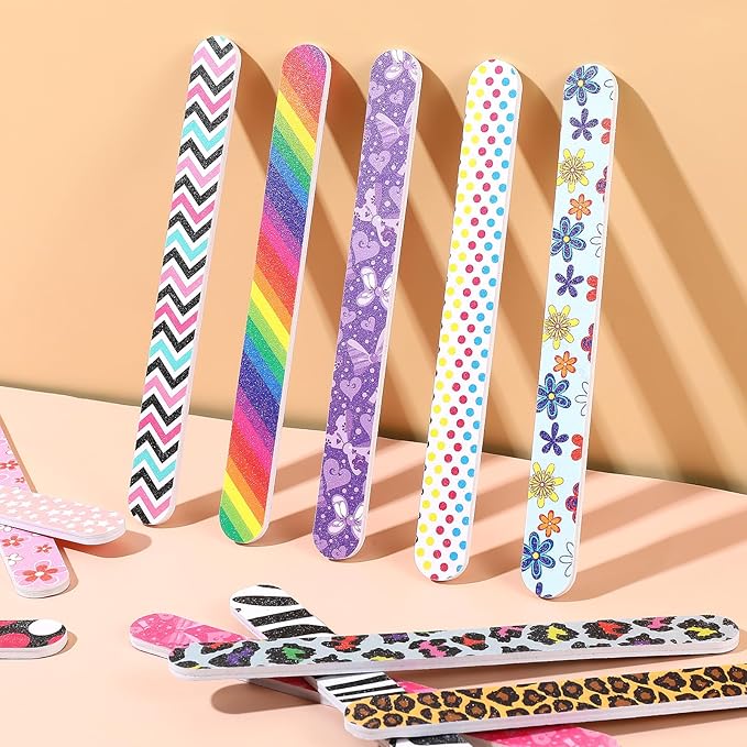 12PCS Professional Nail Files Double Sided 100 180 Grit Emery Boards Colorful Manicure Pedicure Tools for Natural Acrylic Nails Reusable Washable Nail Buffing Shaping Smoothing Filer